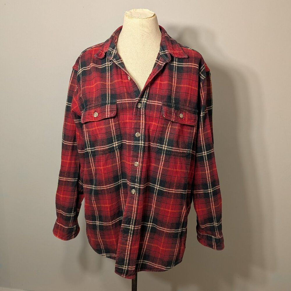 Field & Stream size M thick plaid flannel 100% cotton utility shirt for men